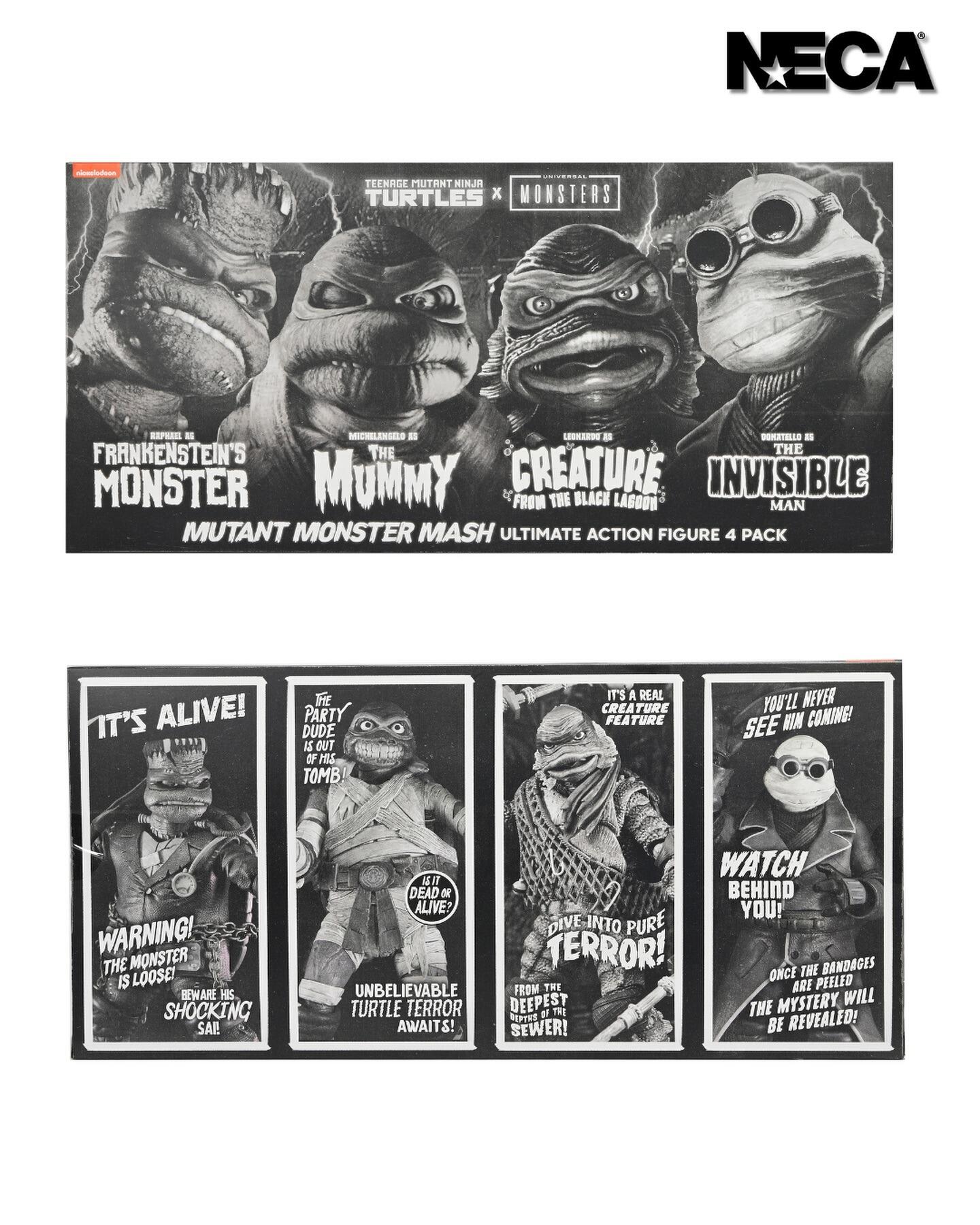 Universal Monsters x Teenage Mutant Ninja Turtles Action Figure 4-Pack - The Turtles (Black And White)