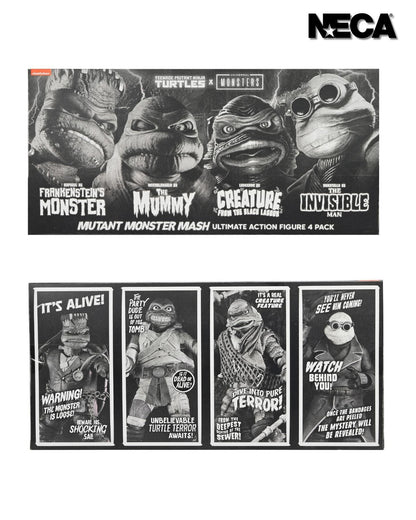 Universal Monsters x Teenage Mutant Ninja Turtles Action Figure 4-Pack - The Turtles (Black And White)