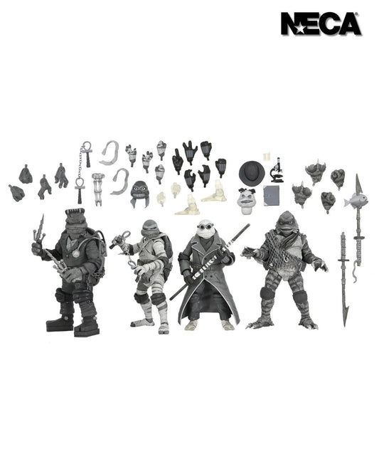 Universal Monsters x Teenage Mutant Ninja Turtles Action Figure 4-Pack - The Turtles (Black And White)