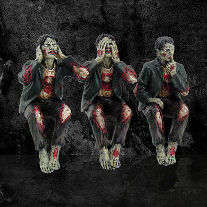 Nemesis Now 4 Inch Resin Collectible Figurine Set - Three Wise Evil Zombies