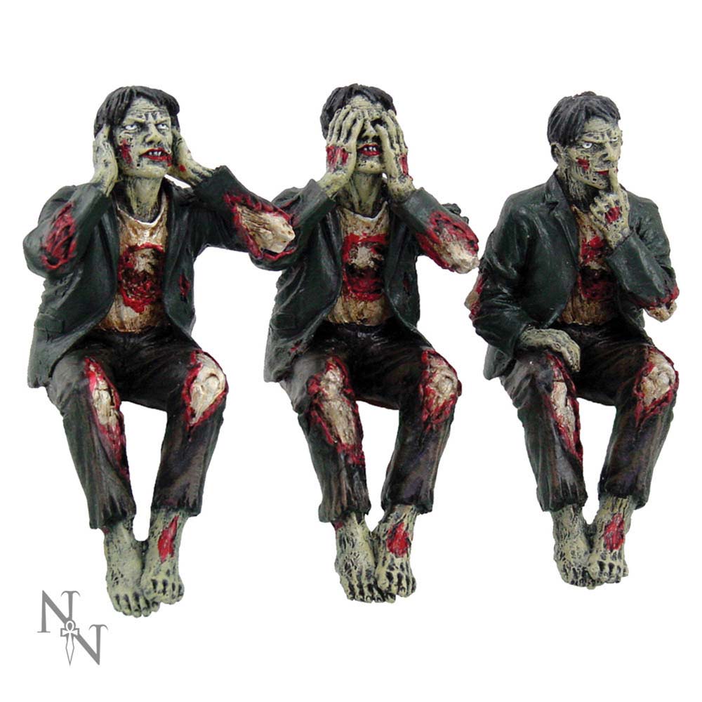 Nemesis Now 4 Inch Resin Collectible Figurine Set - Three Wise Evil Zombies