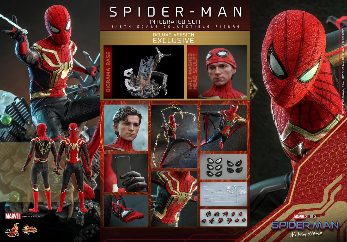 Spider-Man Intergrated Suit (Deluxe) - Spider-Man: No Way Home Marvel Hot Toys Collectibles 1/6 Scale Action Figure