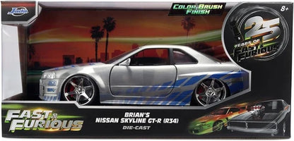 Fast & Furious 25th Anniversary 1:24 Scale Jada Hollywood Rides Die Cast Vehicle - Nissan Skyline (Colour Brush)