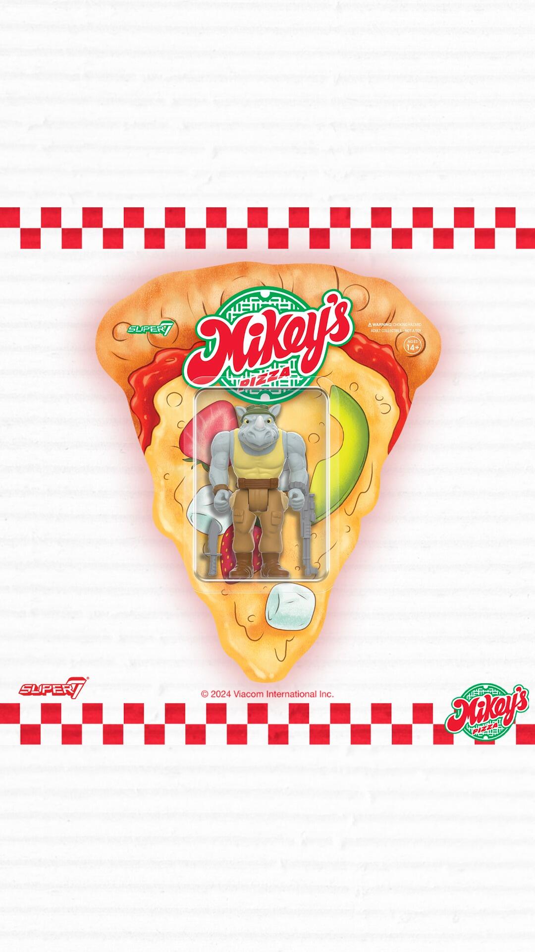 Teenage Mutant Ninja Turtles SDCC 2024 SAF UK Exclusive ReAction Figure - Rocksteady (Mikey's Pizza)