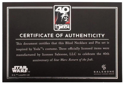 Star Wars: Return of the Jedi 40th Anniversary *SAF UK Exclusive*- Yoda Necklace and Pin Set