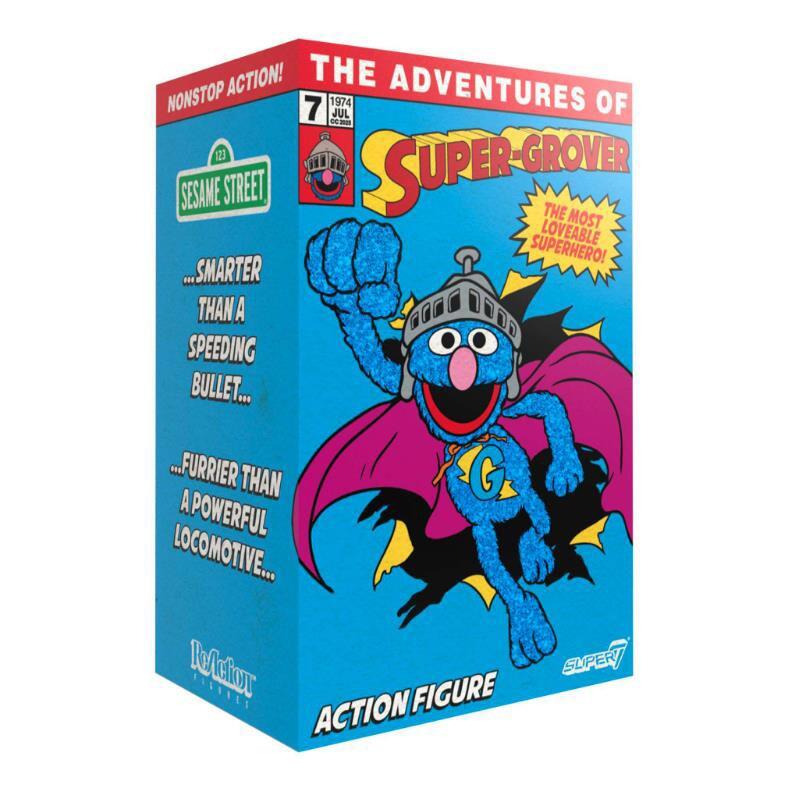 Sesame Street ReAction Action Figure - Super Grover in Box Packaging