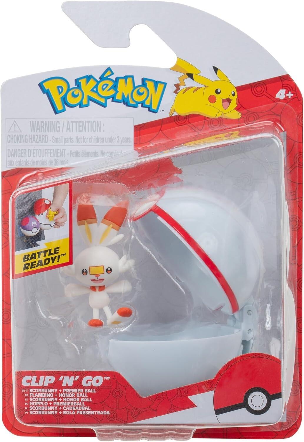 Pokémon Clip N Go Battle Figure Wave 19 - Scorbunny with Premier Ball