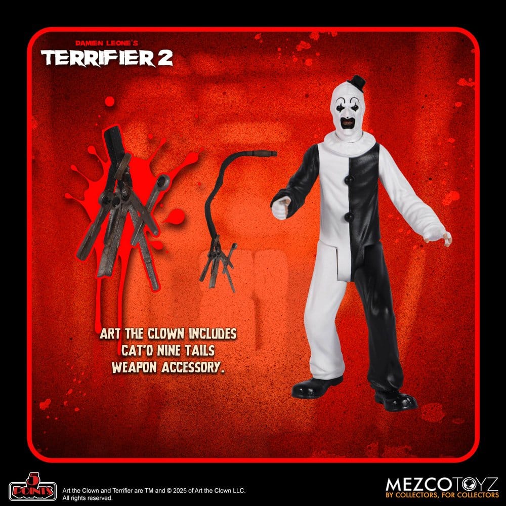 Terrifier 2 Mezco 5 Points Action Figure - Art The Clown *Upside Down Bubble*